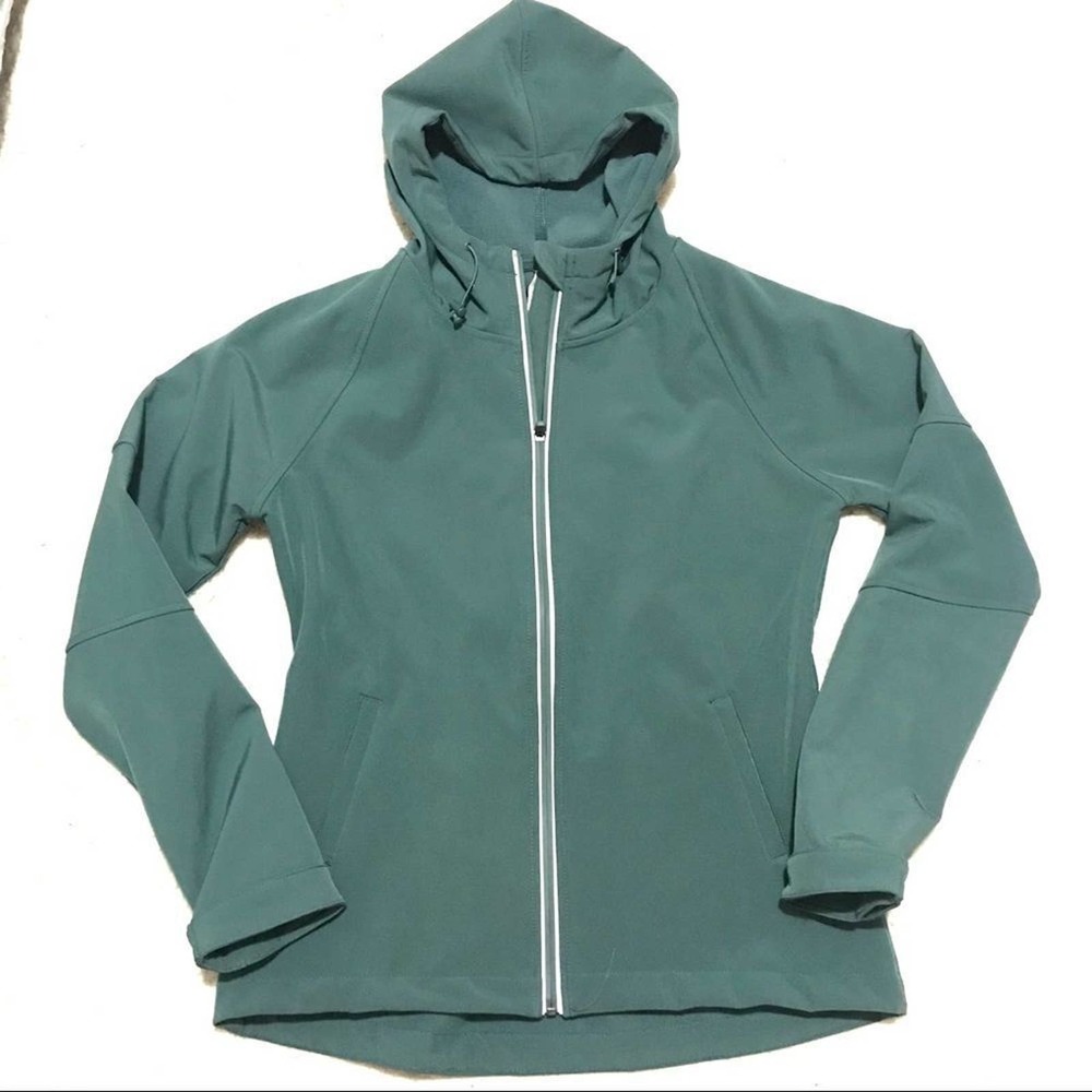 Fabletics Hardshell Jacket size M Green Hooded Athleisure